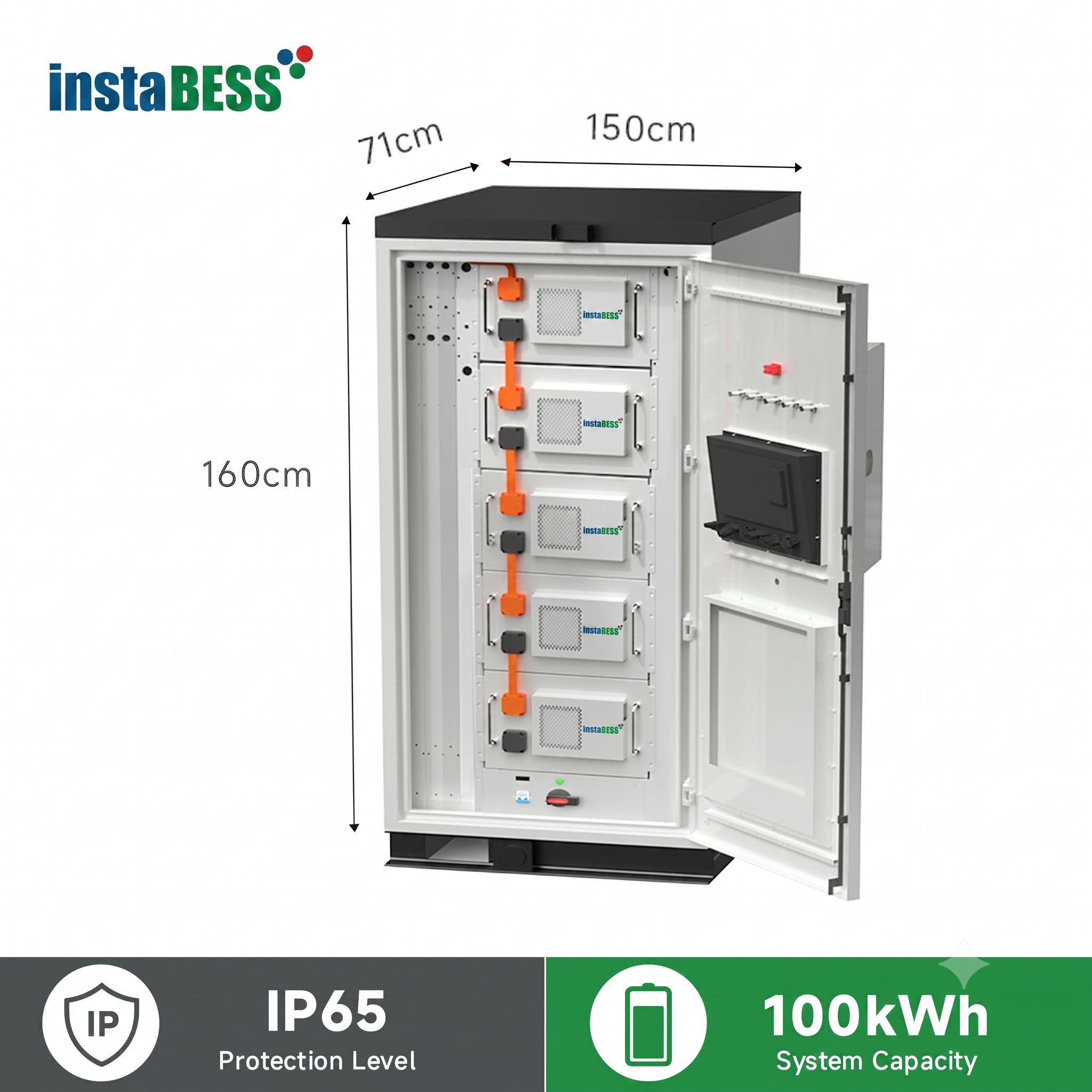 Mini Grid Solar System Smart ESS Cabinet 100KW, 314Ah